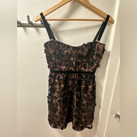 For Love & Lemons Beatrice Bustier Floral Lace Sequin Mini Dress Lined - Picture 3 of 6